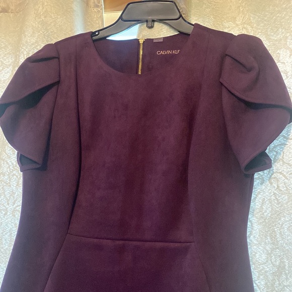 Calvin Klein Suede Purple Short Sleeve Dress - Picture 3 of 3